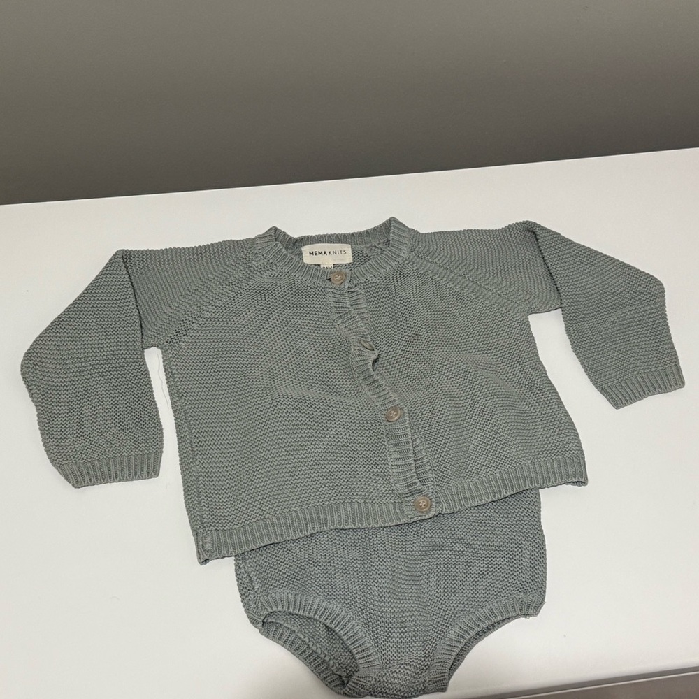 Mema Knits Blue Knit Sweater and Bloomers